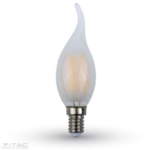Retro LED izzó - 4W Fehér üveg Filament E14 gyertyaláng Meleg fehér - 71041 - V-TAC
