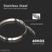 Rozsdamentes acél kábelkötegelő 4.6 x 200 mm (100db/csomag) - 11188 V-TAC