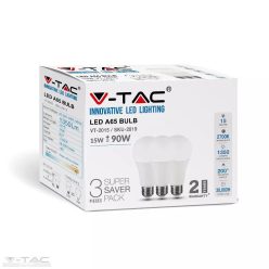 15W LED izzó E27 A65 4000K 3db/csomag - 212820 (V-TAC)