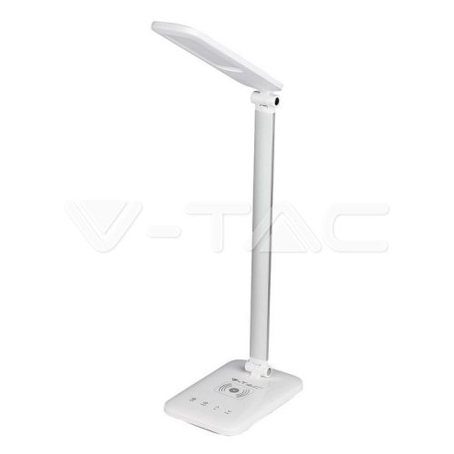 7W LED Asztali lámpa, 3 az 1-ben, fehér színű, vezeték nélküli töltővel (V-TAC)