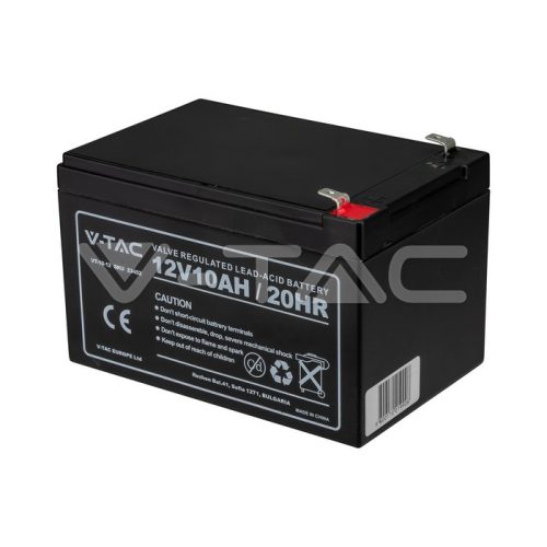12V Ólomsavas akkumulátor, 10 Ah, T2, 178x35x60(67)mm (V-TAC)