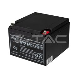   12V Ólomsavas akkumulátor, 26 Ah, M5, 175x165x127mm (V-TAC)