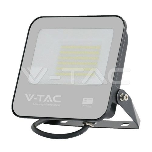 50W LED reflektor SMD SAMSUNG chippel, 1 m hosszú vezetékkel, fekete színű, szürke matt üveg, 4000K (V-TAC)