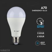 9W LED izzó E27 A70 beépített készenléti akkumulátorral 3000K - 2371 V-TAC