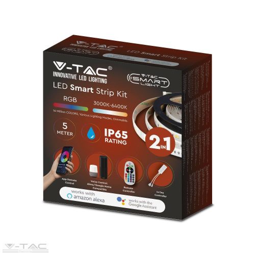 RGB+W LED szalag szett wifis smart vezérlővel és tápegységgel IP65 - 2628 (V-TAC)