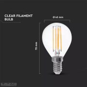 6W Retro LED izzó Filament E14 P45 Hideg fehér - 2847 V-TAC