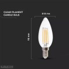 Retro LED izzó - 6W Filament E14 Gyertya 130lm/W Napfény fehér - 2849 (V-TAC)