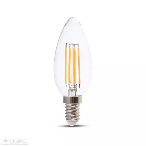 Retro LED izzó - 6W Filament E14 Gyertya 130lm/W Hideg fehér - 2850 (V-TAC)