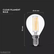 Retro LED izzó - 6W Filament E14 P45 130lm/W Hideg fehér - 2856 V-TAC