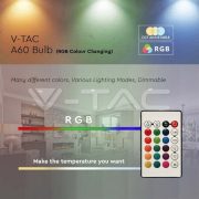 8,5W LED izzó E27 A60 RGB+4000K távirányítóval - 2928 V-TAC