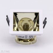GU10 négyszög beépítőkeret fehér/arany - 3166 V-TAC