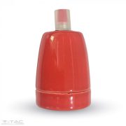 Porcelán E27 foglalat piros - 3799 - V-TAC