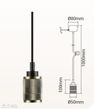 Alumínium függeszték állítható tartóval bronz - 3814 (V-TAC)