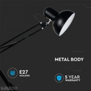 Felfogatható asztali lámpa E27 foglalattal fekete - 40361 V-TAC