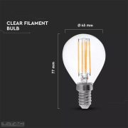 Retro LED izzó - 4W Filament E14 P45 Meleg fehér - 4300