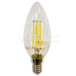   LED filament gyertya E14 4W=40W 400Lm 2700K DIMM meleg fehér LED izzó (V-TAC)