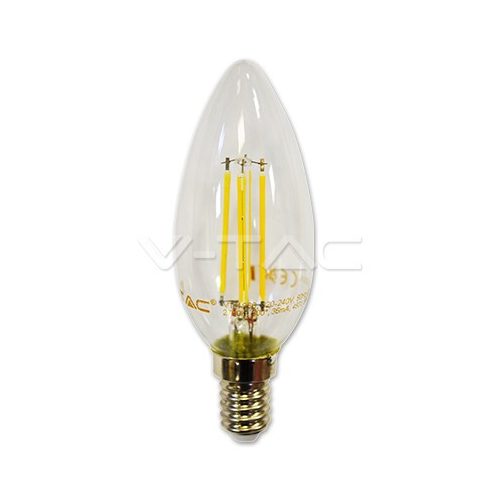 V-TAC LED filament gyertya E14 4W=40W 400Lm 4500K természetes fehér V-TAC LED izzó
