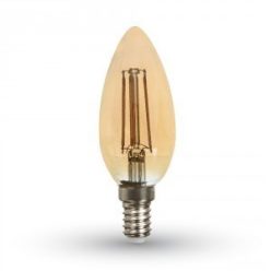   Retro LED izzó - 4W E14 Filament gyertya szabadalmi borostyán burkolat 2200K 4462 (V-TAC)