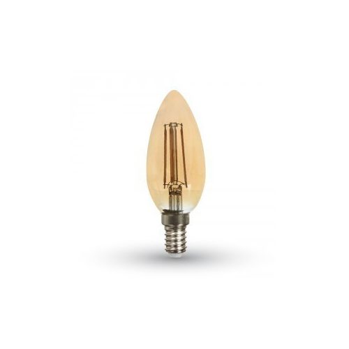 Retro LED izzó - 4W E14 Filament gyertya szabadalmi borostyán burkolat 2200K 4462