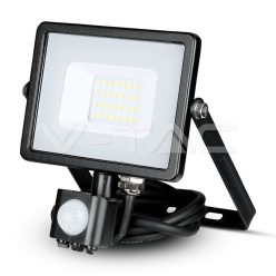   20W LED Reflektor mozgásérzékelős, Samsung Chip,manuális felülíró funkcióval, fekete test 6400K (V-TAC)