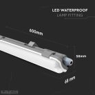 10w Vízmentes armatúra 60 cm LED fénycsővel 4000K IP65 - 6463 (V-TAC)