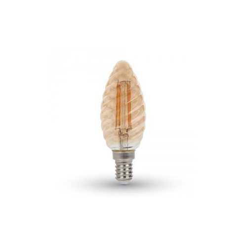 Retro LED izzó - 4W E14 Filament csavart gyertya szabadalmi borostyán burkolat 2200K 7115