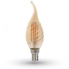 Retro LED izzó - 4W E14 Filament csavart gyertyaláng szabadalmi borostyán burkolat 2200K 7116 (V-TAC)