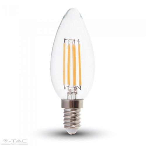 6W LED filament gyertya E14 6400K hideg fehér LED izzó (V-TAC)