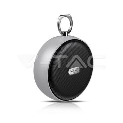   Hordozható Bluetooth hangszóró Micro USB kábel 800mah akkumulátorral, ezüst színű (V-TAC)