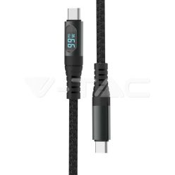1M C ​típusú​ USB kábel, fekete színű (V-TAC)