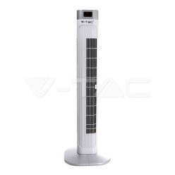   55W LED Ventilátor torony, digitális hőmérséklet kijelző + távirányító, fehér színű (V-TAC)