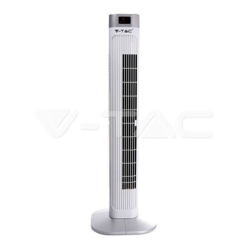 55W LED Ventilátor torony, digitális hőmérséklet kijelző + távirányító, fehér színű (V-TAC)