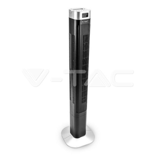 55W LED Ventilátor torony, digitális hőmérséklet kijelző + távirányító, fekete színű (V-TAC)