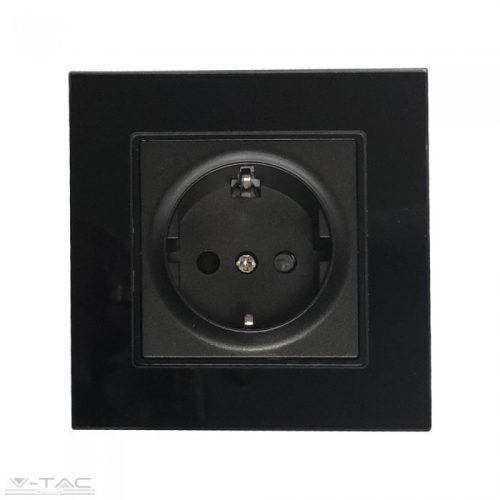 Fekete EU konnektor üveg panel 16A - 8399 V-TAC