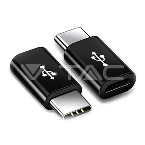 Micro USB C típusú adapter fekete (V-TAC)