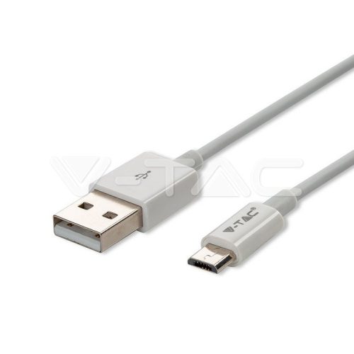 1m. Micro USB kábel fehér ezüst széria vtac_v-tac_sku-8484-2