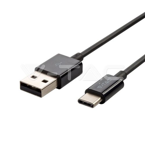 1m. C típusú USB kábel fekete ezüst széria vtac_v-tac_sku-8487-2