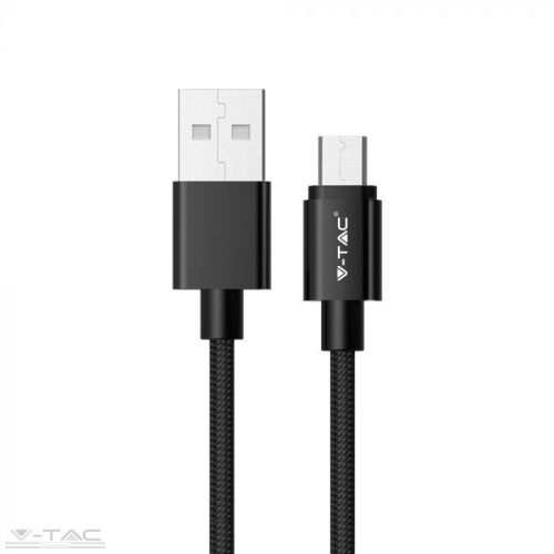 Micro USB fonott kábel 1m fekete 2,4A Platina széria - 8488 V-TAC