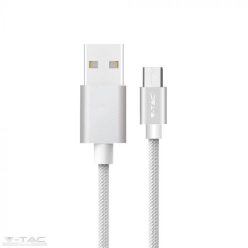   Micro USB fonott kábel 1m ezüst 2,4A Platina széria - 8489 (V-TAC)