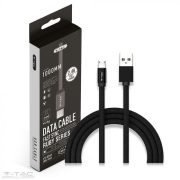 Micro USB  szövet kábel 1m fekete 2,4A Rubin széria - 8494 V-TAC