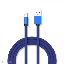   Micro USB  szövet kábel 1m kék 2,4A Rubin széria - 8496 V-TAC