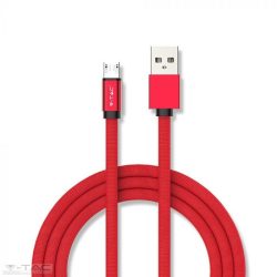   Micro USB  szövet kábel 1m piros 2,4A Rubin széria - 8497 V-TAC