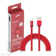 Micro USB  szövet kábel 1m piros 2,4A Rubin széria - 8497 V-TAC