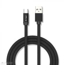   USB  C szövet kábel 1m fekete 2,4A Rubin széria - 8498 V-TAC