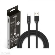 USB  C szövet kábel 1m fekete 2,4A Rubin széria - 8498 V-TAC