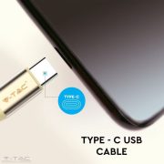 USB C szövet kábel 1m arany 2,4A Rubin széria - 8499 V-TAC