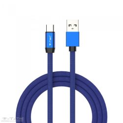   Micro USB C szövet kábel 1m kék 2,4A Rubin széria - 8630 - V-TAC