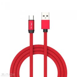   Micro USB C szövet kábel 1m piros 2,4A Rubin széria - 8631 - V-TAC