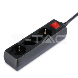 2-2K csatlakozó hosszabbító/elosztó (2 euro, 2 földelt),kapcsolóval, fekete 1.5m vtac_v-tac_sku-8771-2
