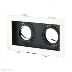   Fehér/fekete szögletes dupla GU10 spotkeret billenthető - 8877 V-TAC
